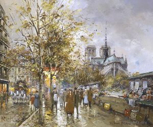 Artist Antoine Blanchard's Work - Paris la cathedrale notre dame