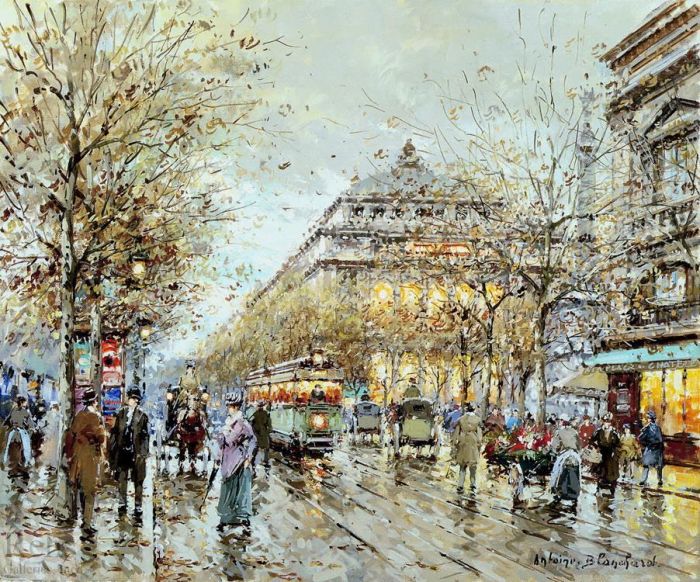 Antoine Blanchard Oil Painting - Paris la chatelet