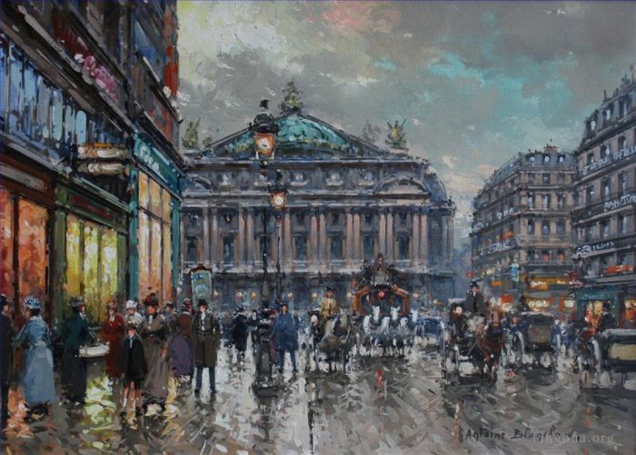 Antoine Blanchard Oil Painting - Paris lopera