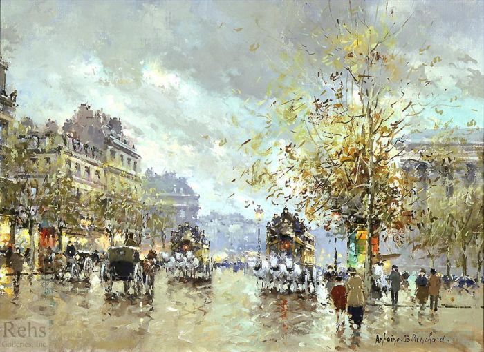 Antoine Blanchard Oil Painting - Place de la madeleine 2