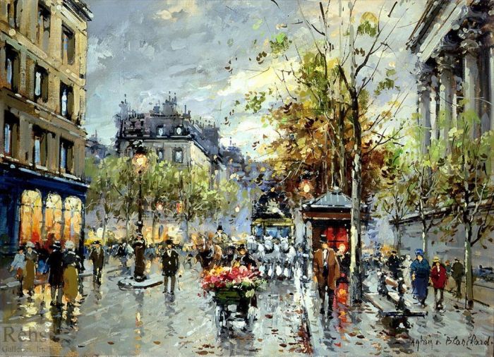 Antoine Blanchard Oil Painting - Place de la madeleine