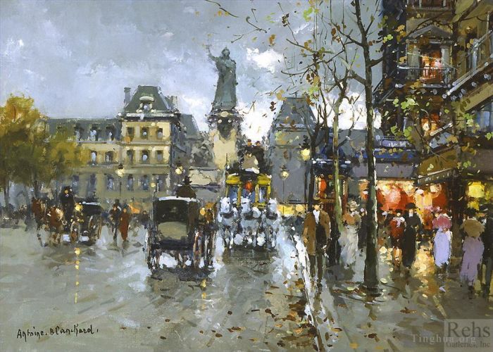 Antoine Blanchard Oil Painting - Place de la republic 2