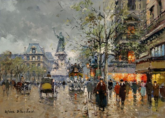 Antoine Blanchard Oil Painting - Place de la republic 4