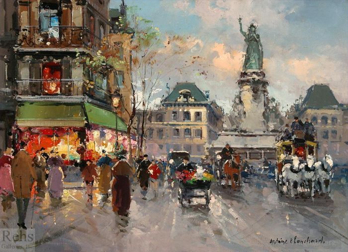 Antoine Blanchard Oil Painting - Place de la republic 8