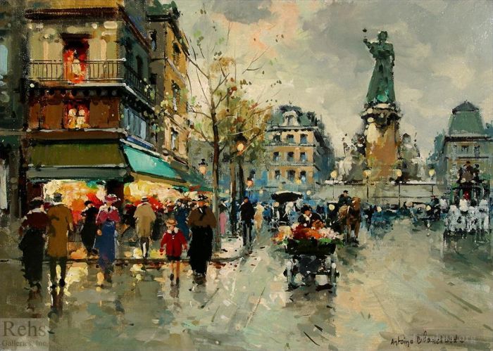 Antoine Blanchard Oil Painting - Place de la republic