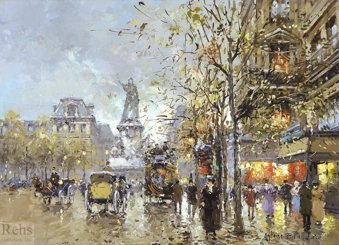 Antoine Blanchard Oil Painting - Place de la republique 1