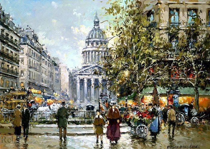 Antoine Blanchard Oil Painting - Place du luxembourg le pantheon
