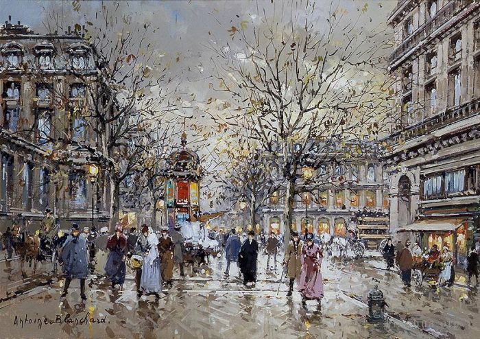 Antoine Blanchard Oil Painting - Place du palais royal