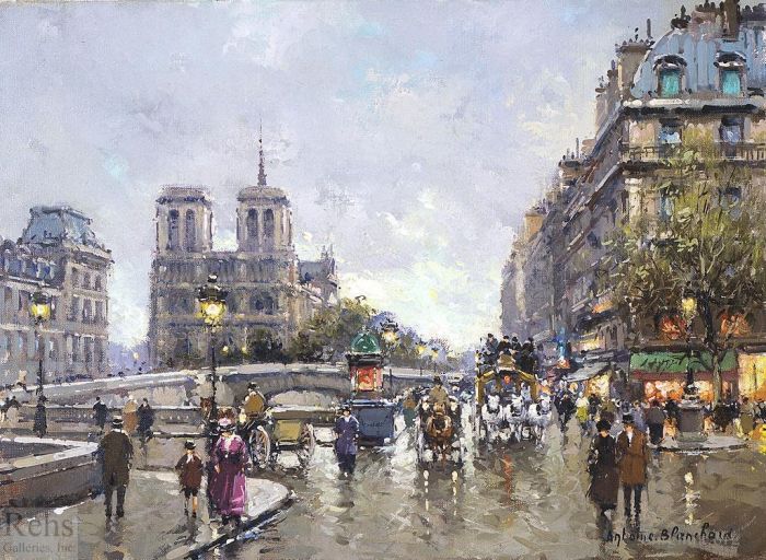 Antoine Blanchard Oil Painting - Pont saint michel notre dame
