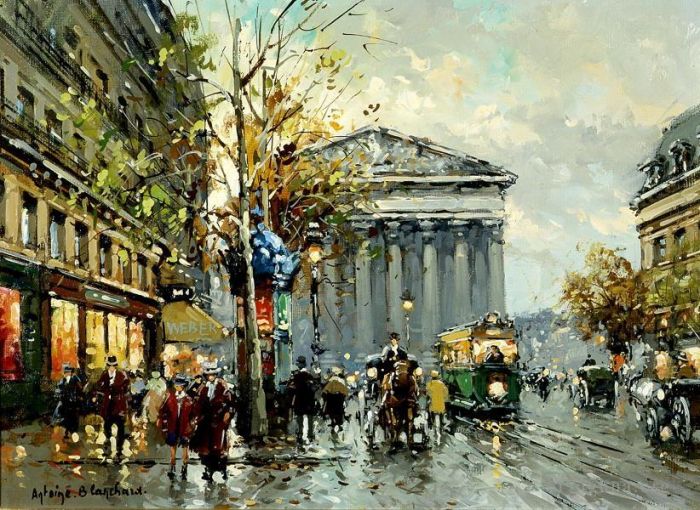 Antoine Blanchard Oil Painting - Rue royal madeleine 1