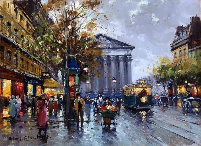 Antoine Blanchard Oil Painting - Rue royal madeleine 2