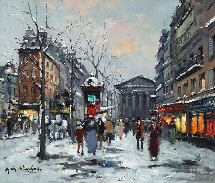 Antoine Blanchard Oil Painting - Rue tronchet la madeleine 1