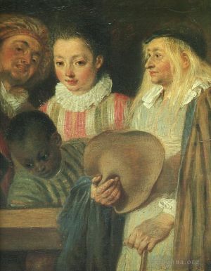 Artist Antoine Watteau's Work - Actors from a French Theatre detail