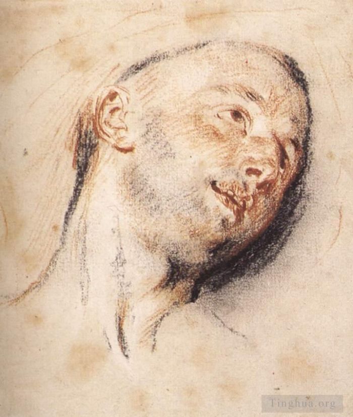 Antoine Watteau Oil Painting - Head of a Man