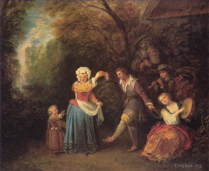 Antoine Watteau Oil Painting - La Danse Champetre