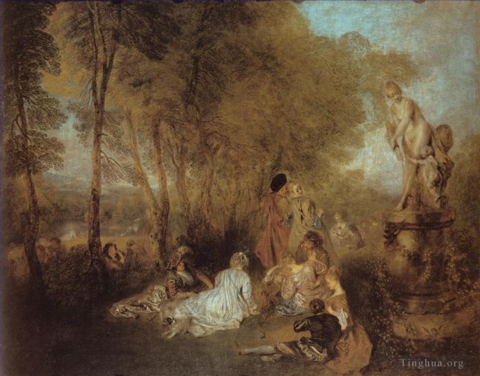 Antoine Watteau Oil Painting - La Fete damour