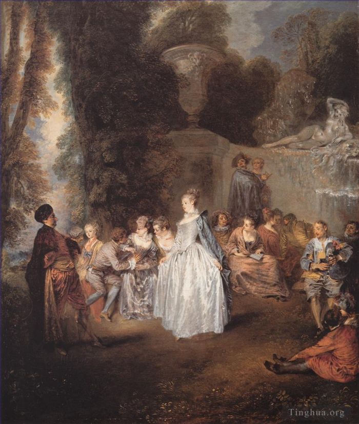Antoine Watteau Oil Painting - Les Fetes venitiennes
