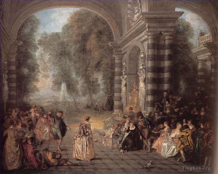 Antoine Watteau Oil Painting - Les Plaisirs du bal