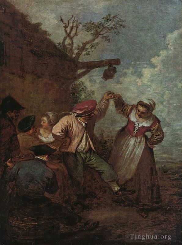 Antoine Watteau Oil Painting - Peasant Dance