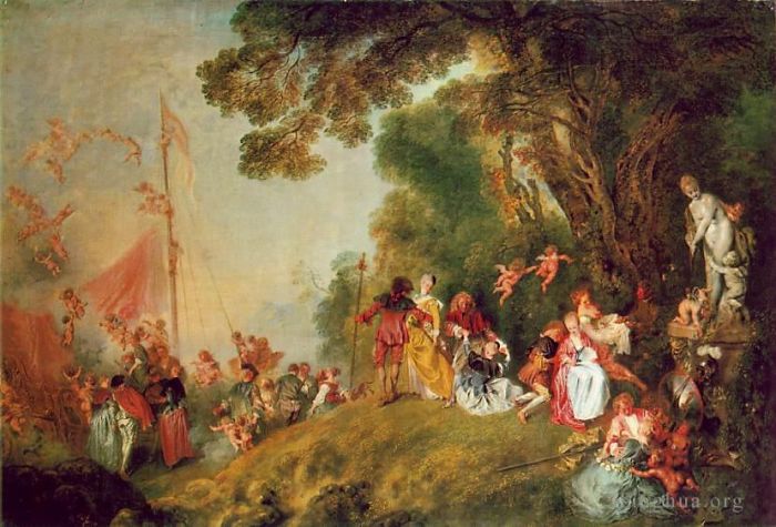Antoine Watteau Oil Painting - Pilgrimage to Cythera