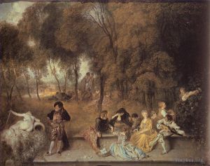 Artist Antoine Watteau's Work - Reunion en plein air