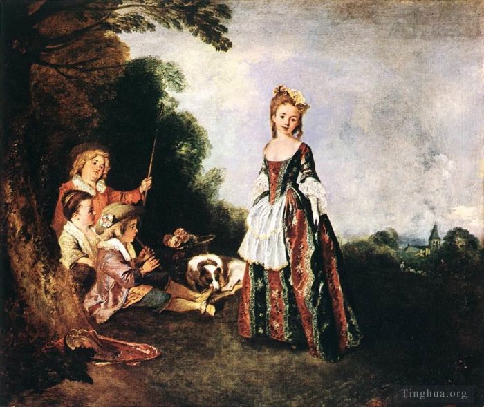 Antoine Watteau Oil Painting - The Dance