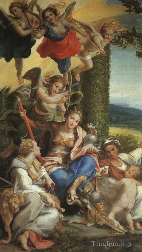 Antonio da Correggio Oil Painting - Allegory Of Virtue