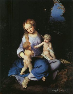 Artist Antonio da Correggio's Work - Madonna And Child With The Young Saint John
