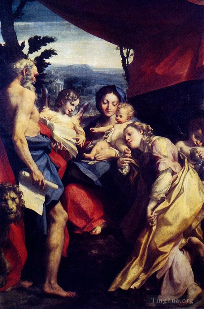 Antonio da Correggio Oil Painting - Madonna Of St Jerome