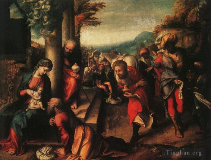 Antonio da Correggio Oil Painting - The Adoration Of The Magi