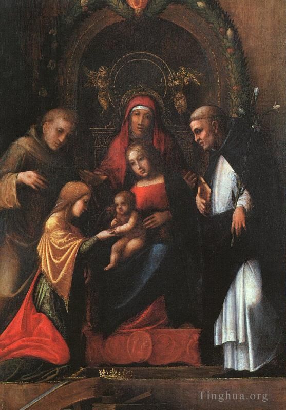 Antonio da Correggio Oil Painting - The Mystic Marriage Of St Catherine