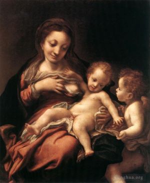 Artist Antonio da Correggio's Work - Virgin And Child With An Angel