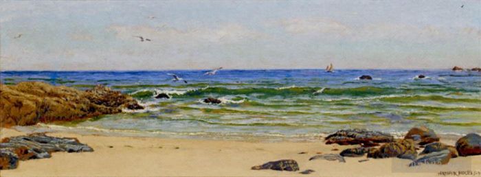 Arthur Hughes Oil Painting - The Yellow Sand scenery Arthur Hughes