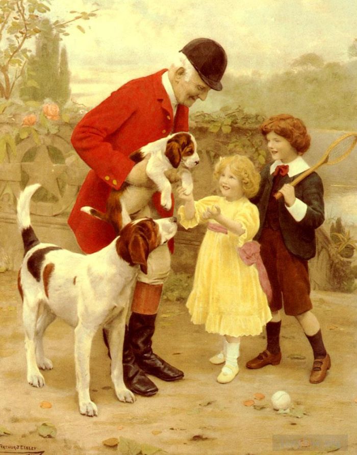 Arthur John Elsley Oil Painting - The Huntsmans Pet