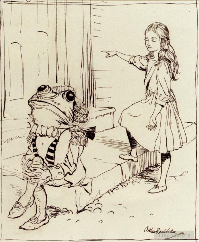 Arthur Rackham Various Paintings - Alice And The Frog Footman
