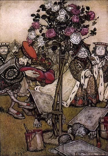 Arthur Rackham Various Paintings - Alice in Wonderland The Queens Croquet Ground
