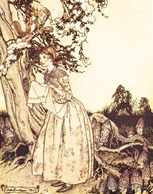 Arthur Rackham Various Paintings - Mother Goose The Fair Maid who the first of Spring
