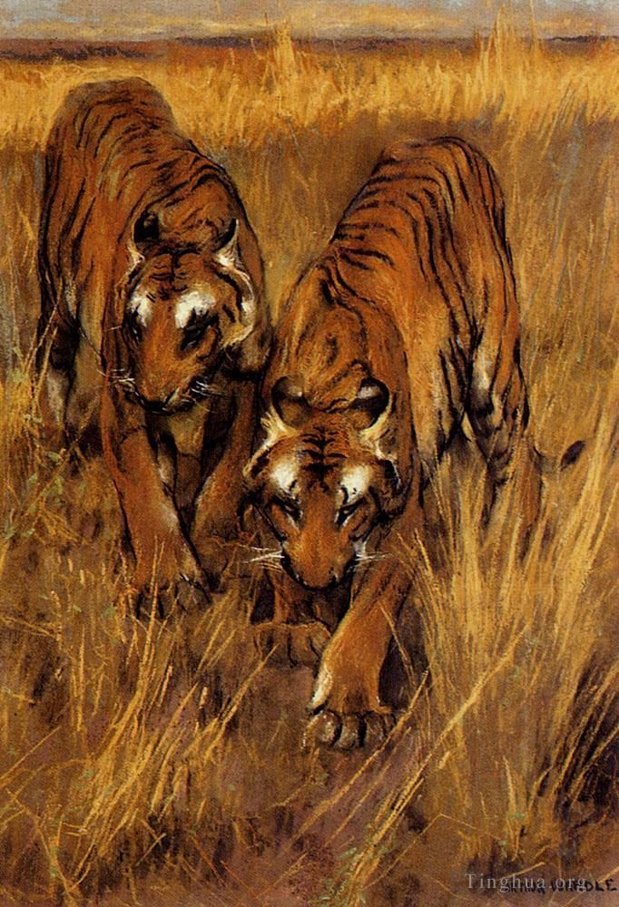 Arthur Wardle Oil Painting - Tigers 2