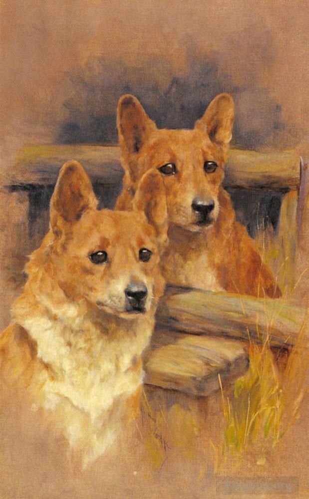 Arthur Wardle Oil Painting - Two Corgies