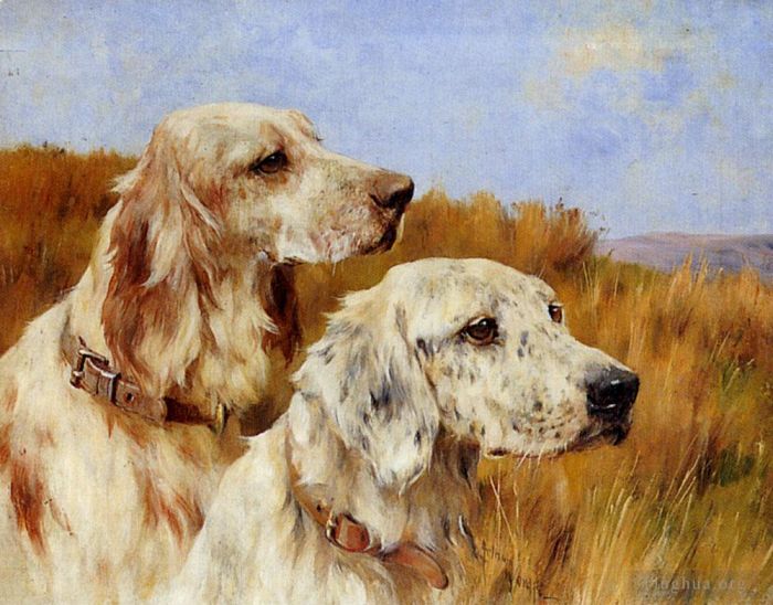 Arthur Wardle Oil Painting - Two Setters