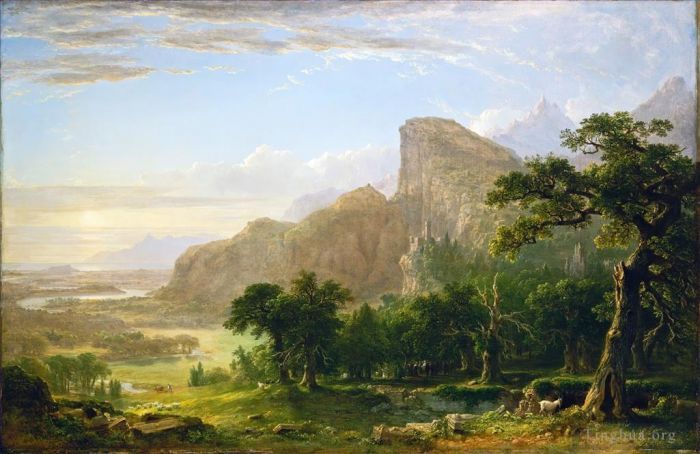 Asher Brown Durand Oil Painting - Landscape Scene From Thanatopsis