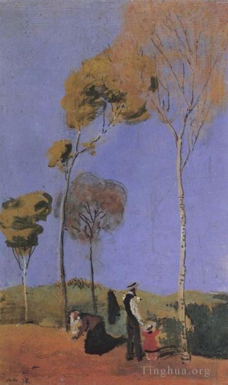 August Macke Oil Painting - A Walk