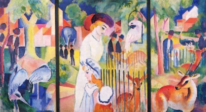 August Macke Oil Painting - A Zoo logical Garden