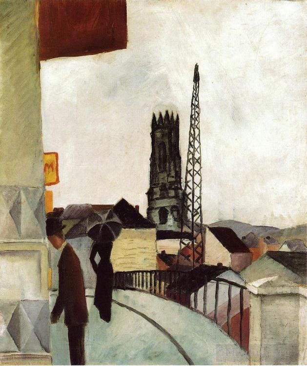 August Macke Oil Painting - Cathedral at Freiburg Swit