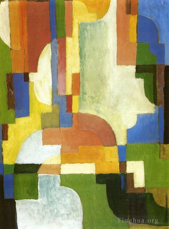 August Macke Oil Painting - Colored Forms I