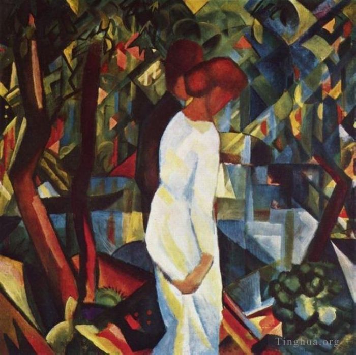 August Macke Oil Painting - Couple In The Forest