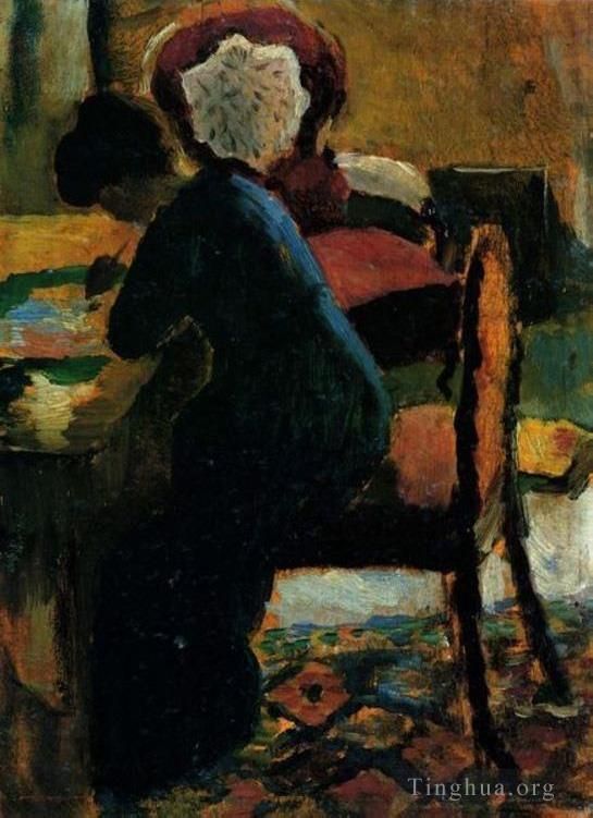 August Macke Oil Painting - Elisabeth At The Desk