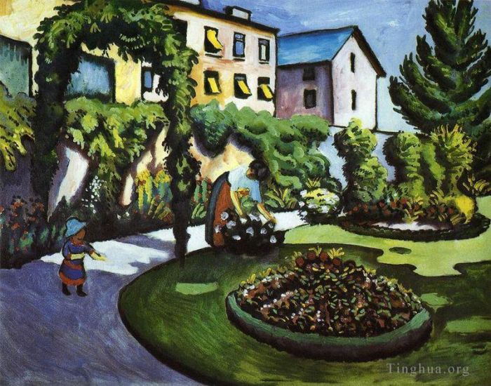 August Macke Oil Painting - Garden Picture