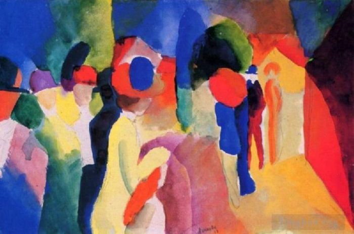 August Macke Oil Painting - Girl With A Yellow Jacket