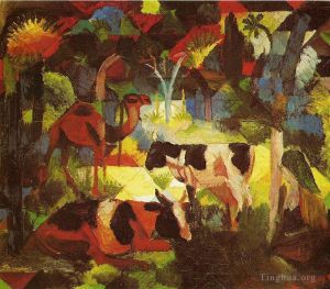 Artist August Macke's Work - Landscape With Cows And Camel